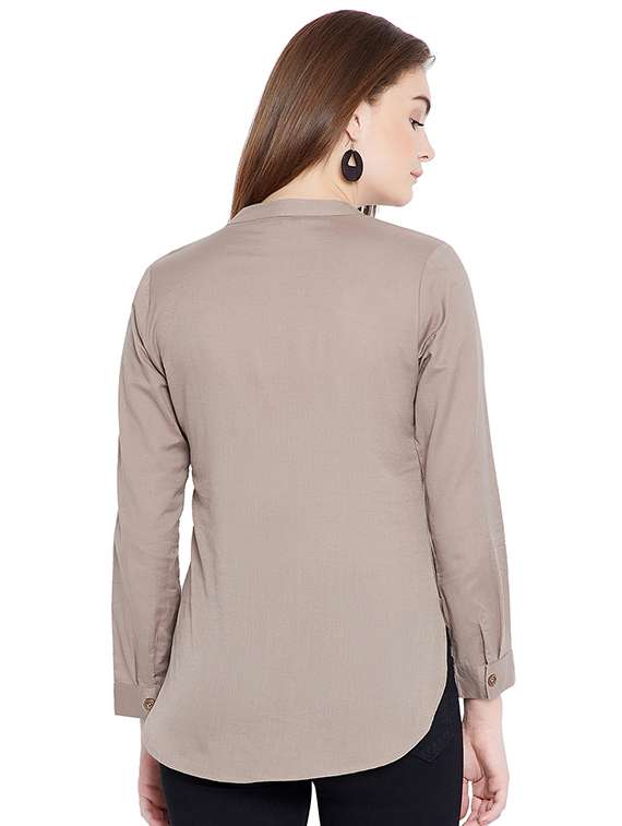 mandarin neck pocket patch shirt - 15692917 -  Standard Image - 2