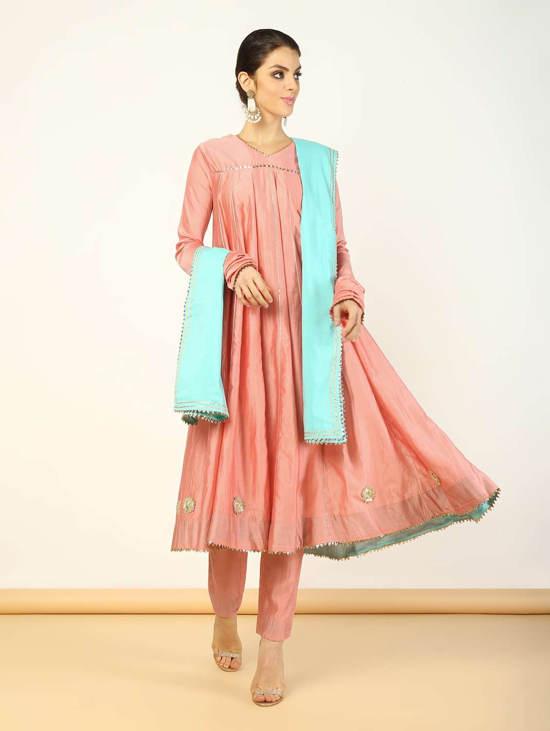 gota patti chanderi kalidaar kurta with pant set
