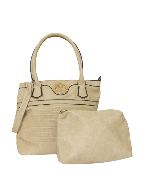 cream leatherette (pu) combo handbag - 15695290 - Standard Image - 0
