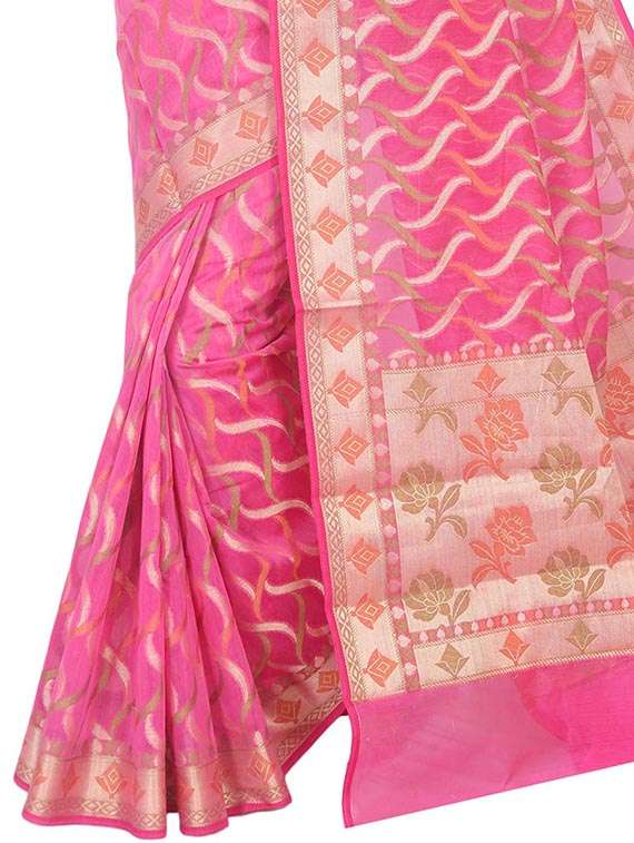 gold zari motif banarasi saree with blouse - 15695648 -  Standard Image - 2