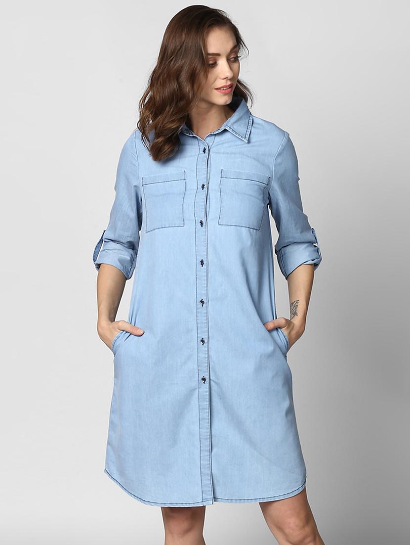 double pocket denim shirt dress - 15695659 - Zoom Image - 0