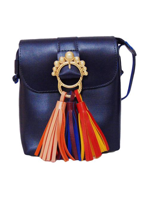navy blue solid regular sling bag - 15695920 -  Standard Image - 0