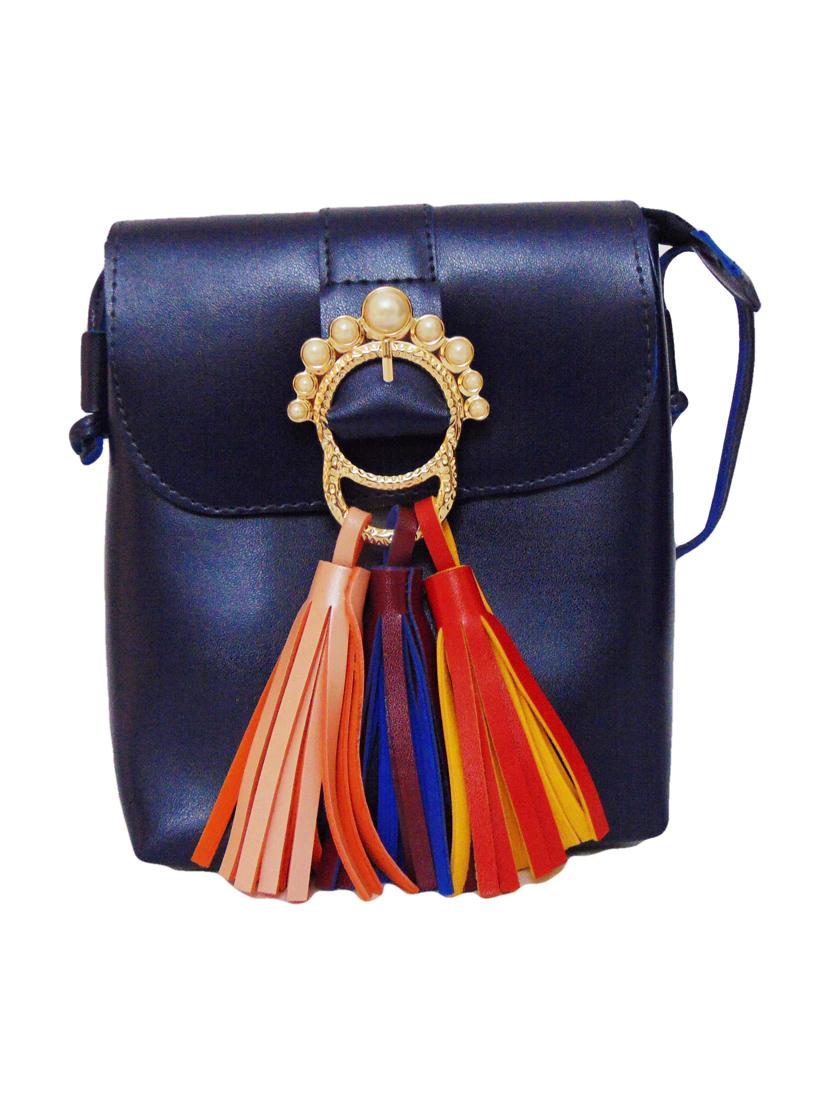 navy blue solid regular sling bag