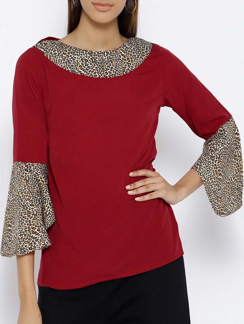 animal print paneled top