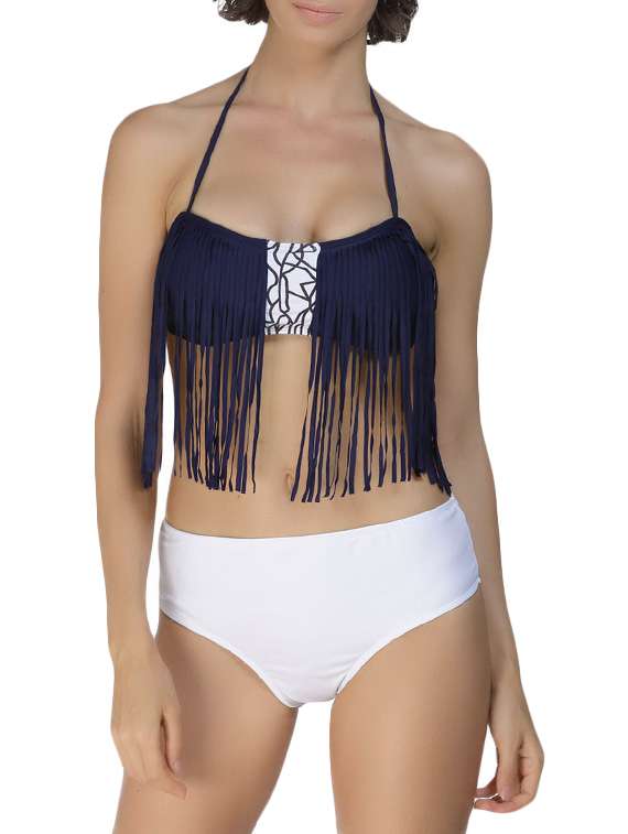 fringed halter neck bikini set