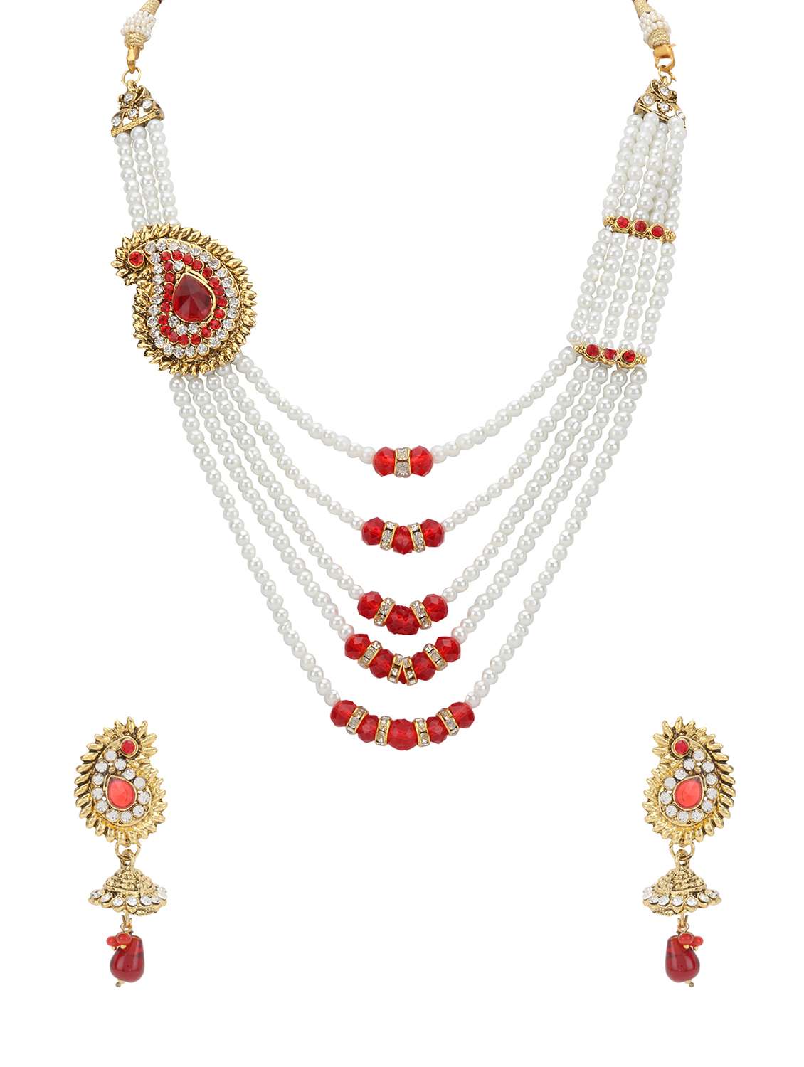 red metal necklaces and earring - 15700910 -  Zoom Image - 0