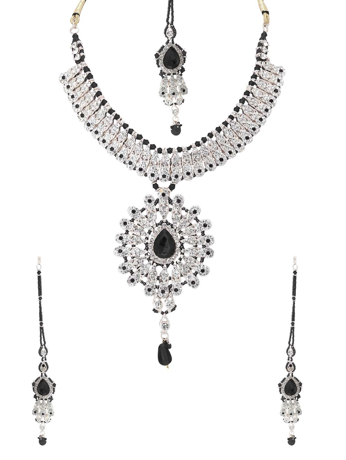 black metal necklaces and earring