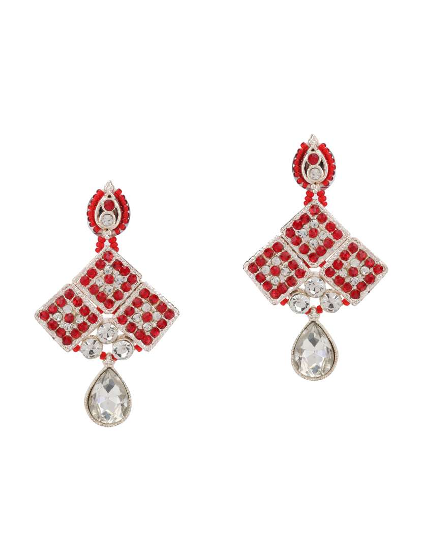 red metal necklaces and earring - 15700983 - Standard Image - 2