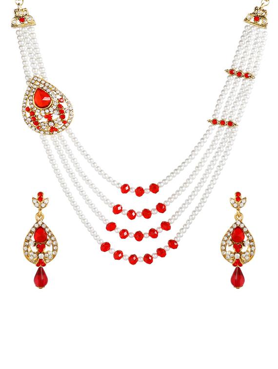 red metal necklaces and earring - 15701031 - Zoom Image - 0
