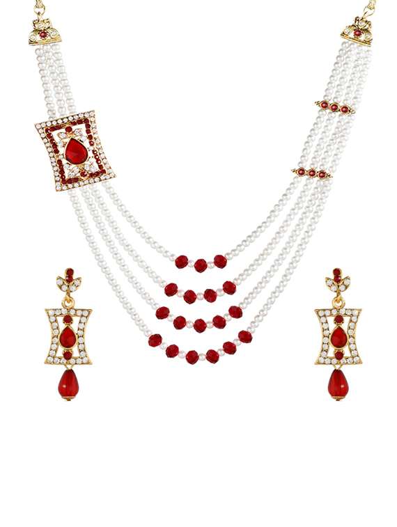 red metal necklaces and earring - 15701048 -  Zoom Image - 0