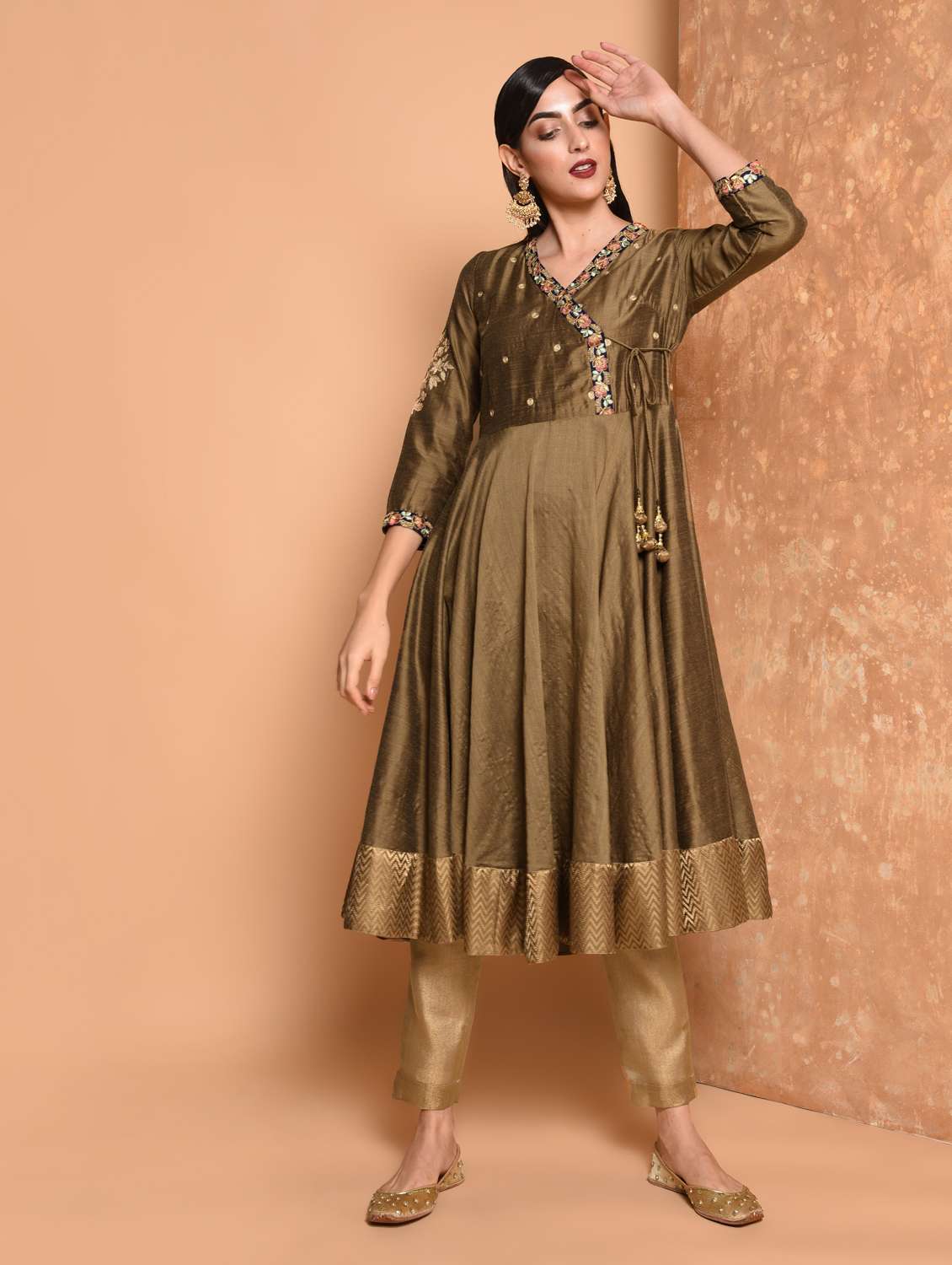 embroidered angrakha kurta