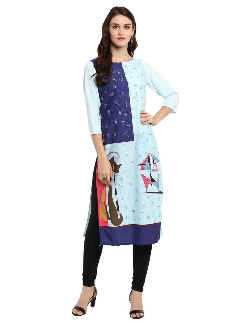 printed straight kurta