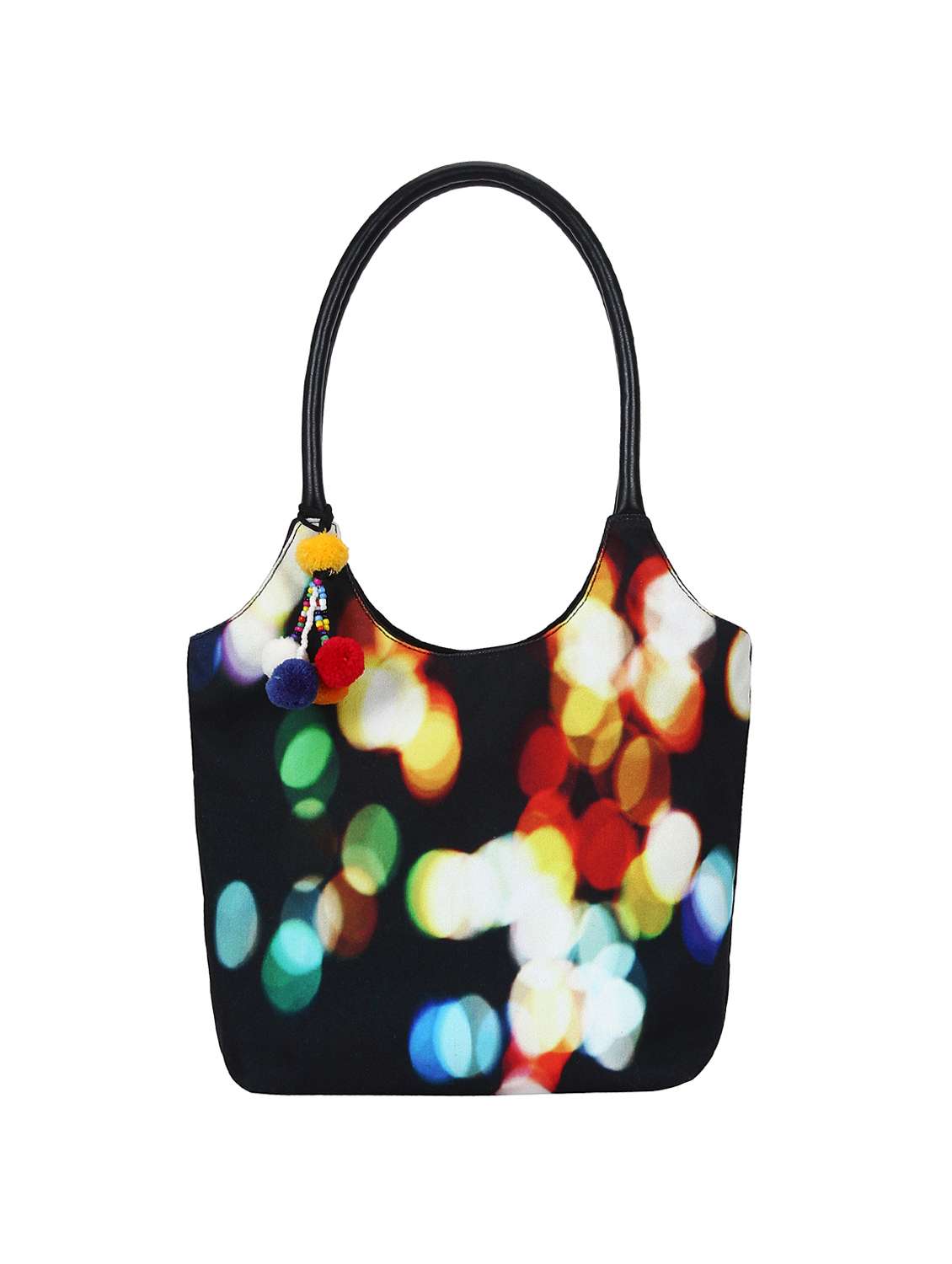 multi colored canvas handbag