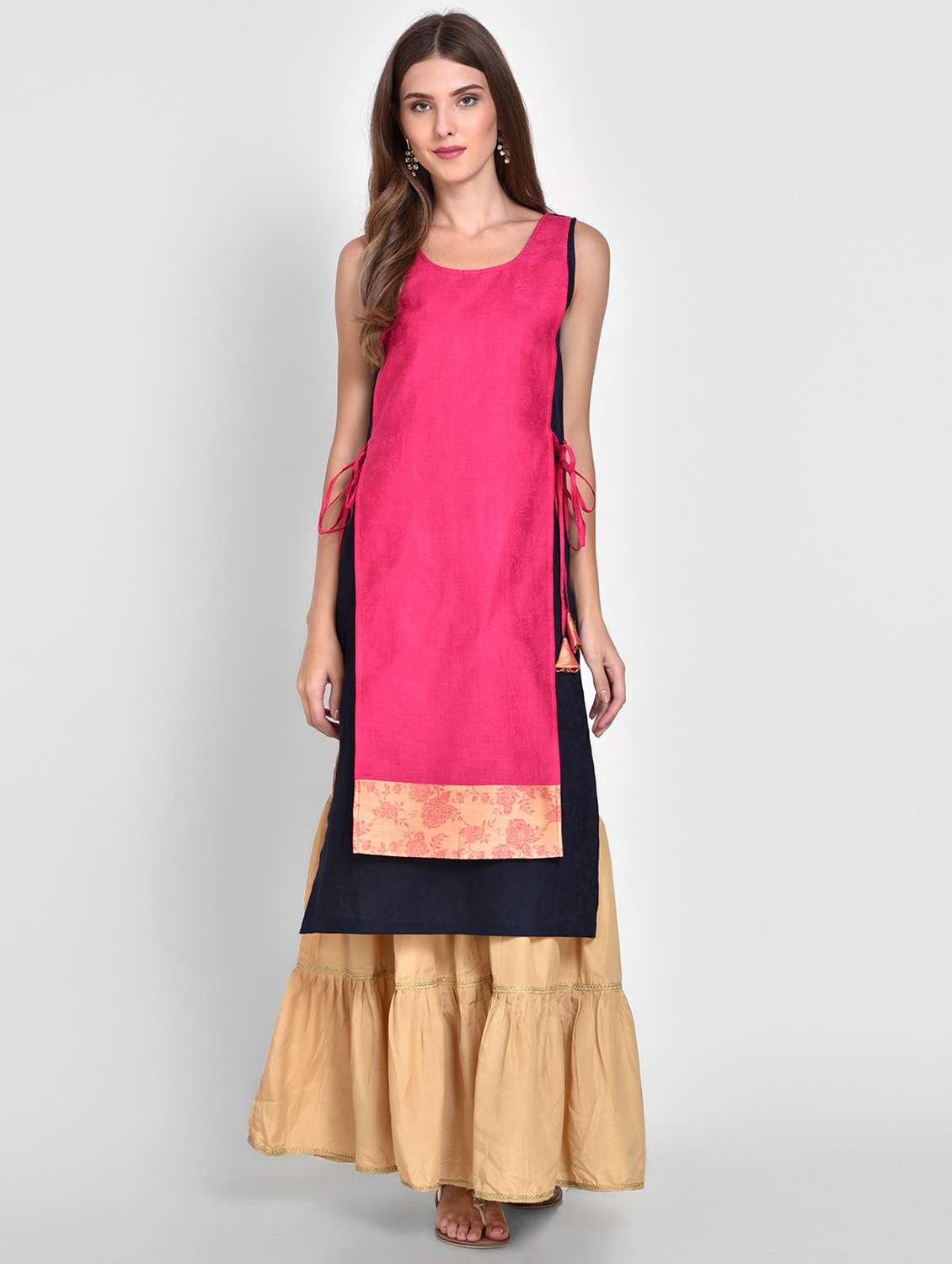 color block layered kurta