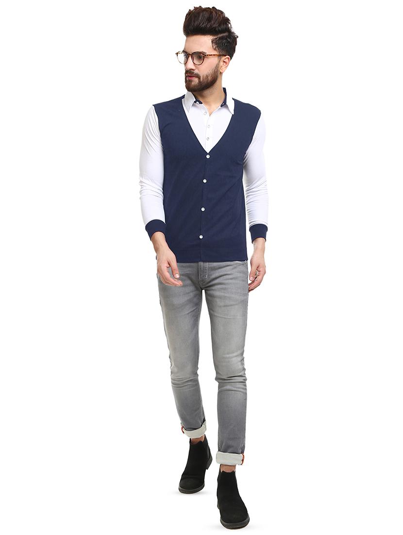 navy blue color block t-shirt - 15704806 - Standard Image - 2