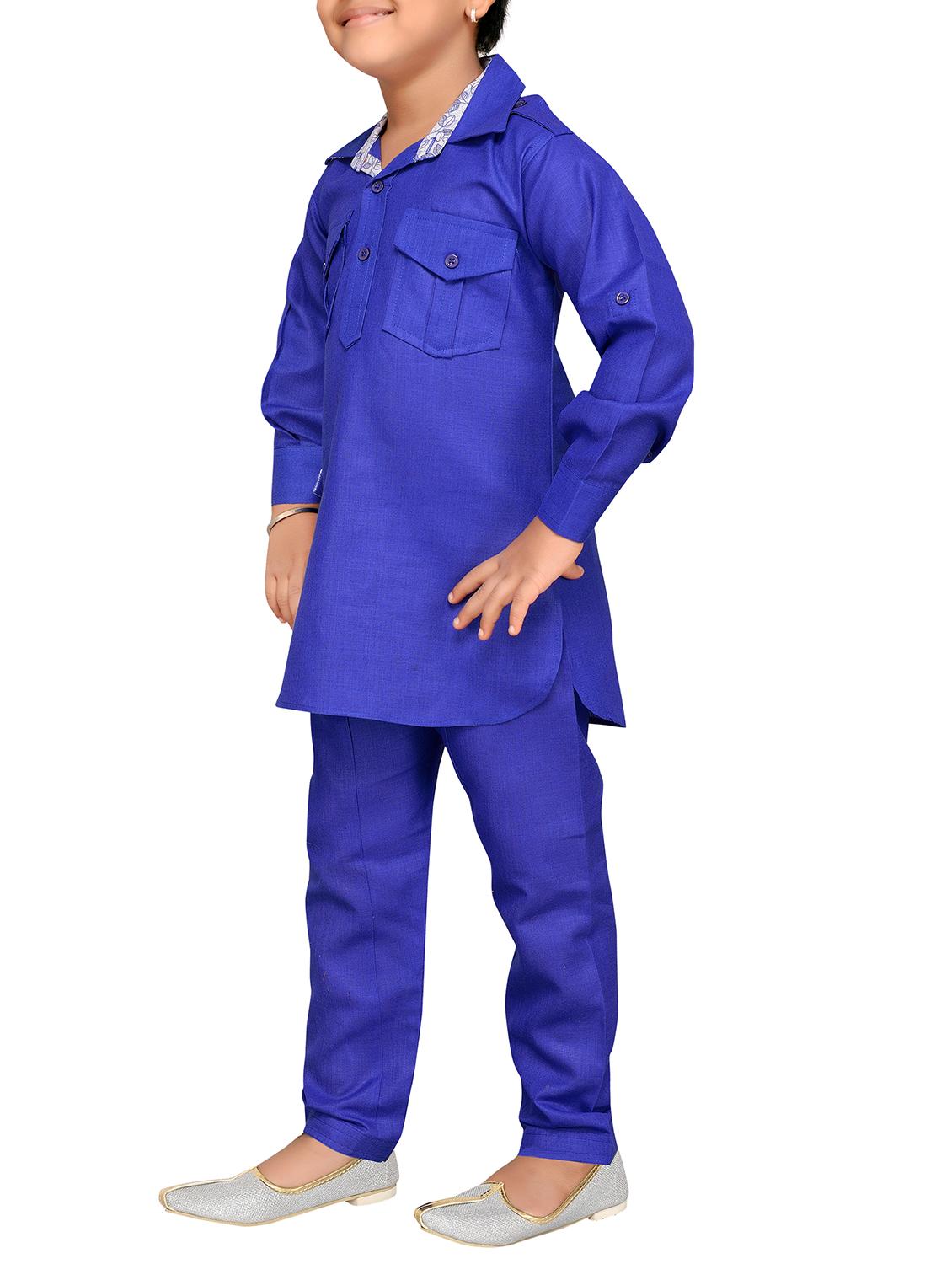 light blue cotton kurta sets - 15704894 - Standard Image - 2