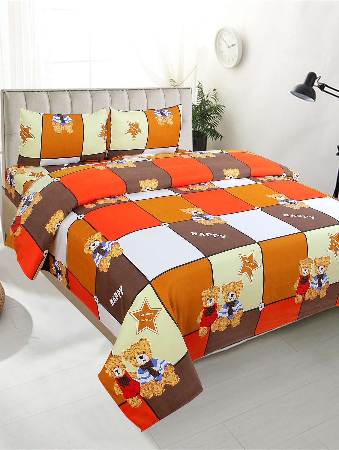 144 tc double bedsheet with 2 pillow covers