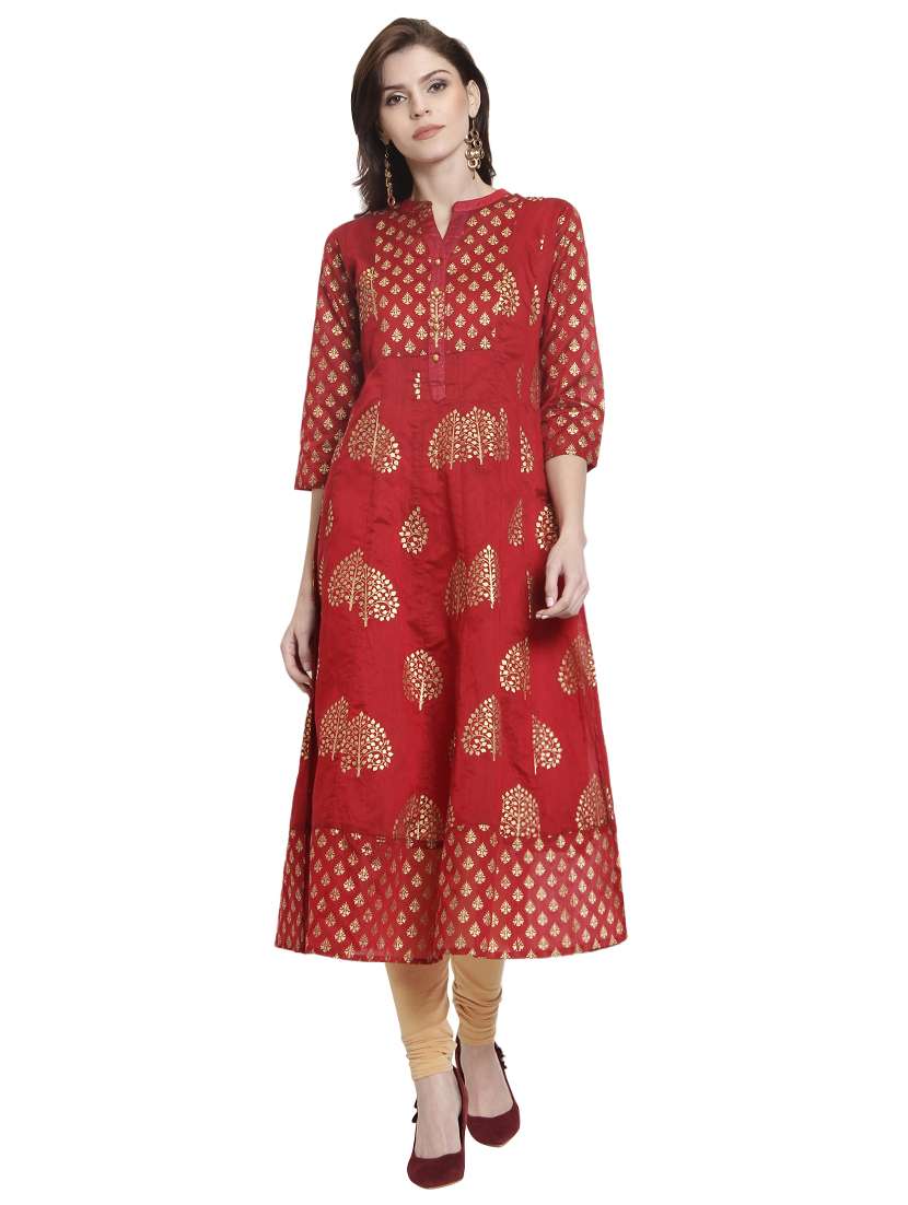 foil print anarkali kurta