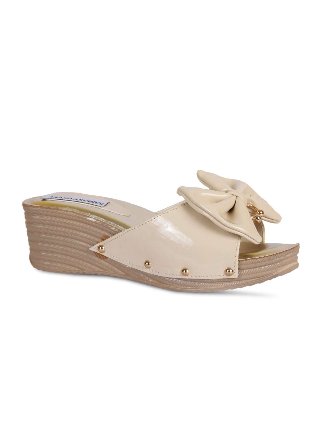 anand archies artificial leather cream wedges