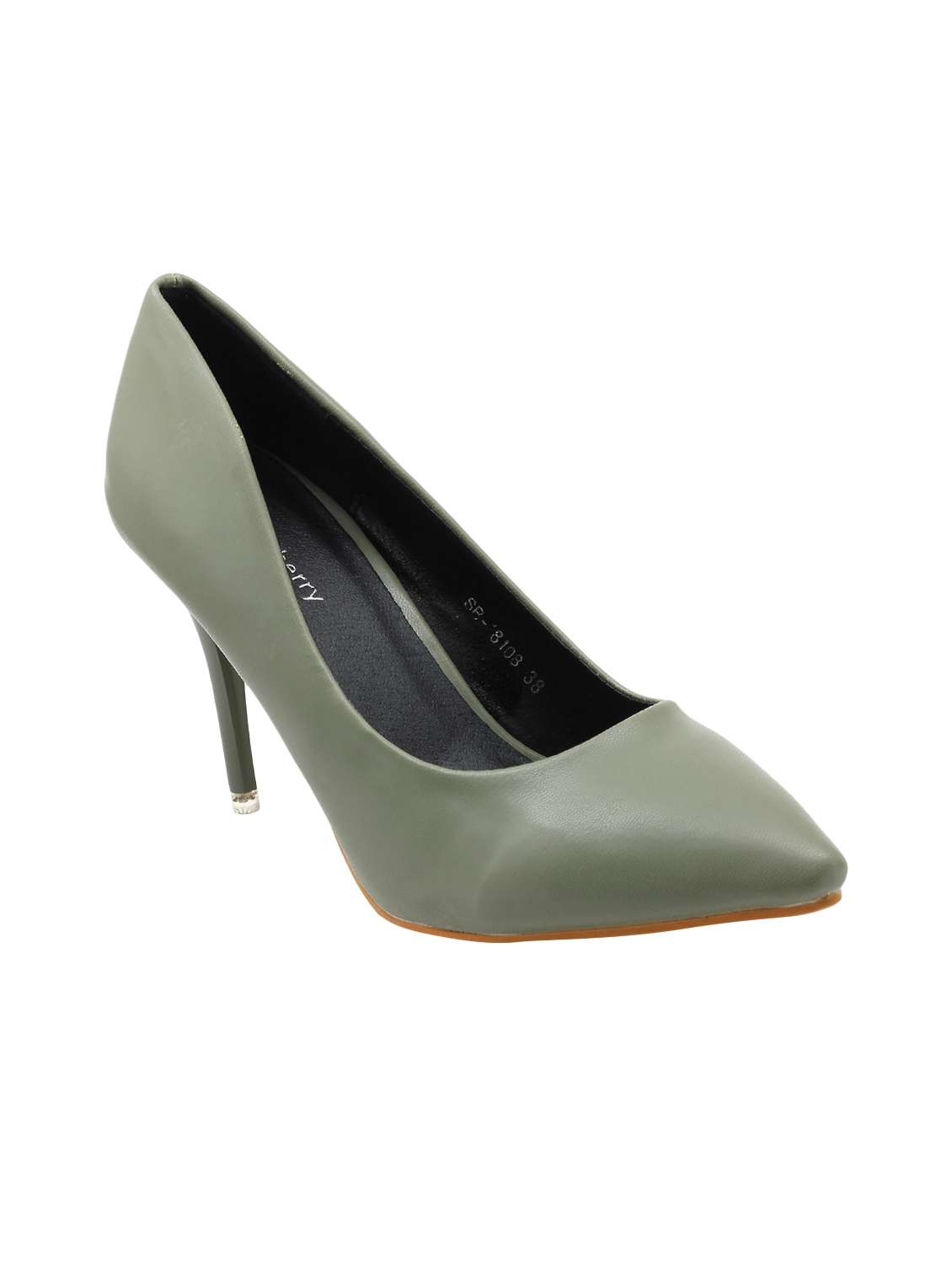 green faux leather slip on pumps