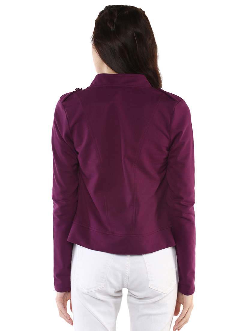 button detail stand collar summer jacket - 15720894 - Standard Image - 2