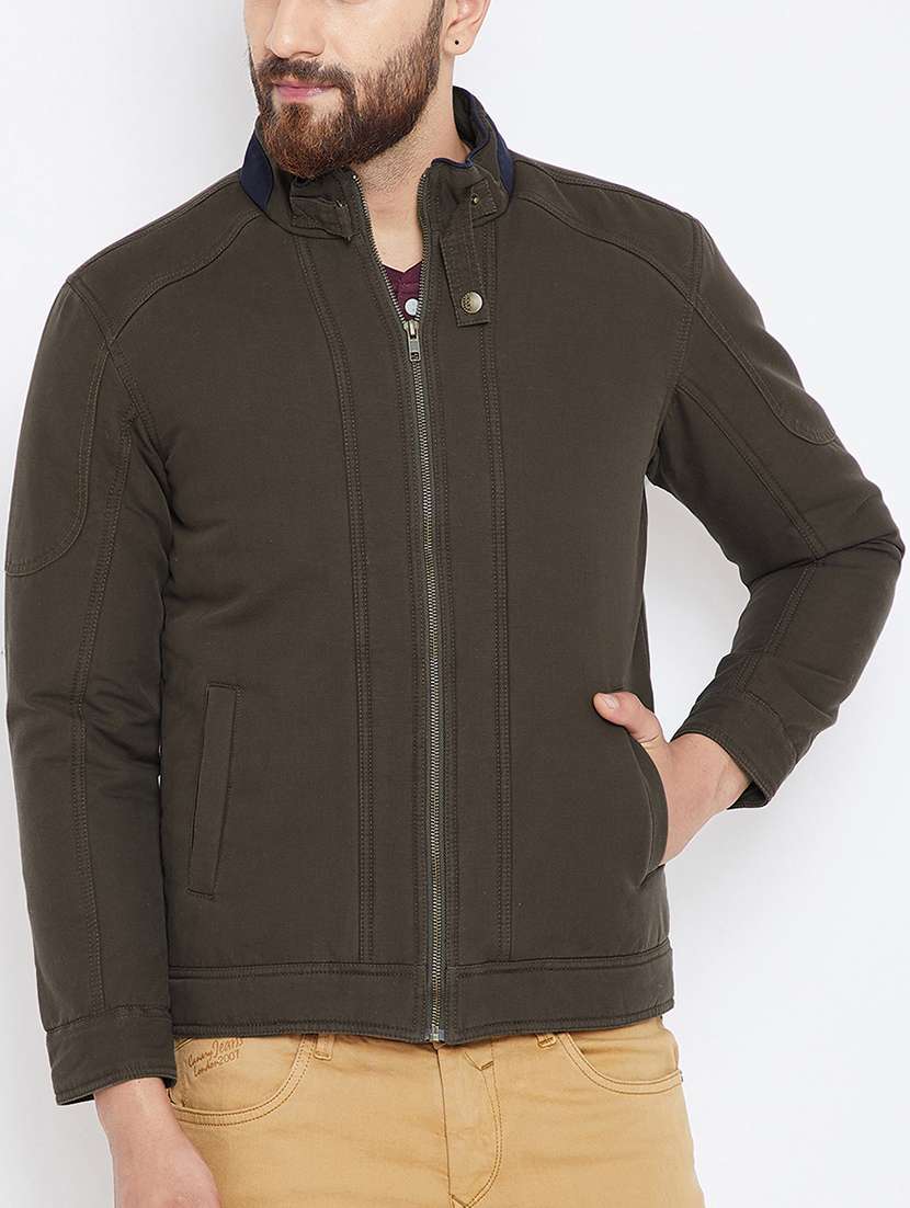 green cotton casual jacket