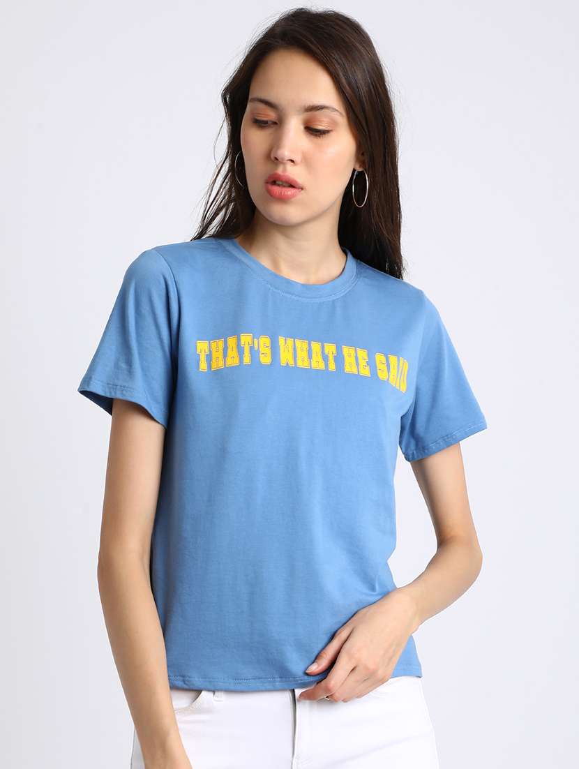 slogan print crew neck tee