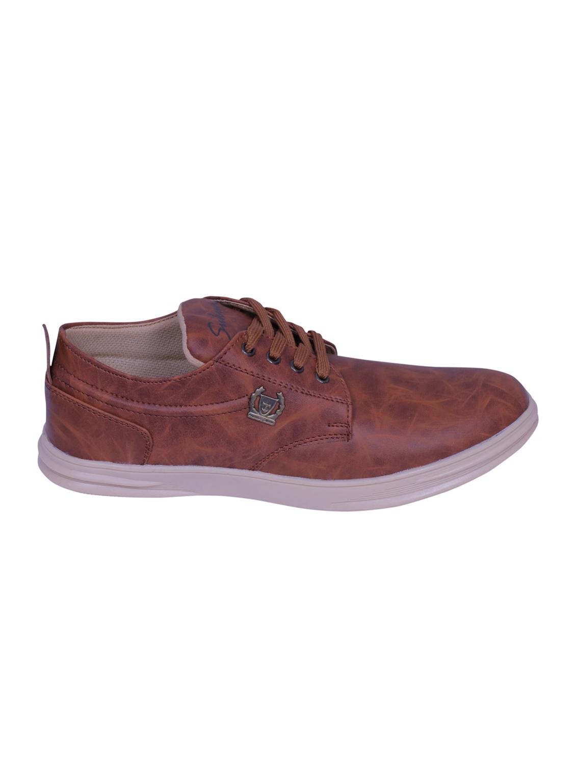 tan leatherette lace up sneakers - 15724037 - Standard Image - 2
