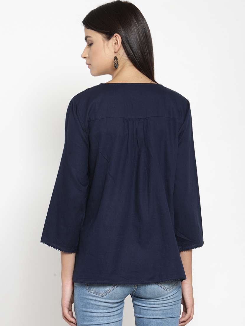 women's a line notch neck top - 15724120 - Standard Image - 2