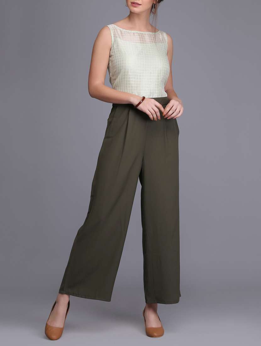 boat neck pleat detail jumpsuit