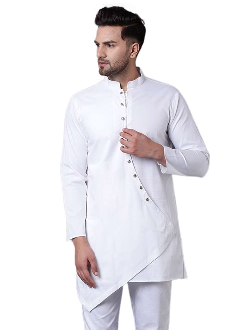 white solid asymmetric kurta