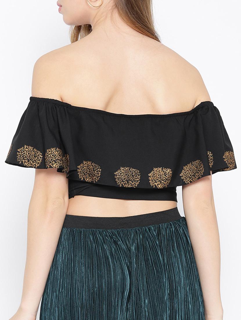 tie up hem off shoulder crop top - 15729380 - Standard Image - 2