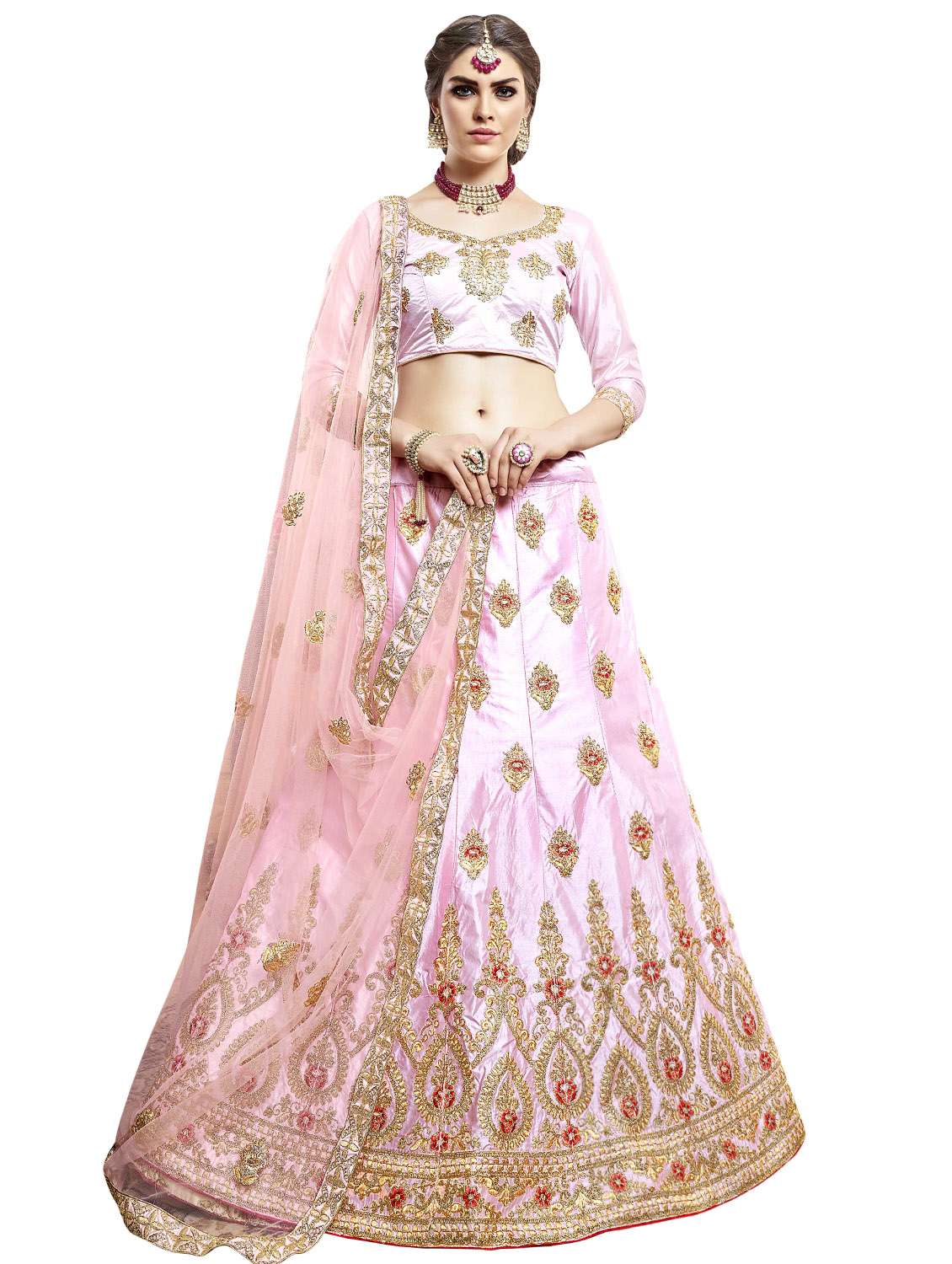 gold embroidered a-line lehenga