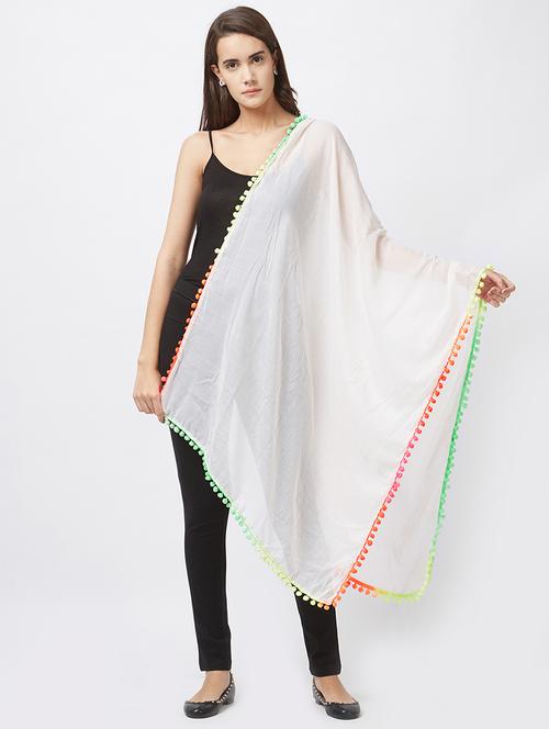 white cotton stole - 15731516 - Standard Image - 0