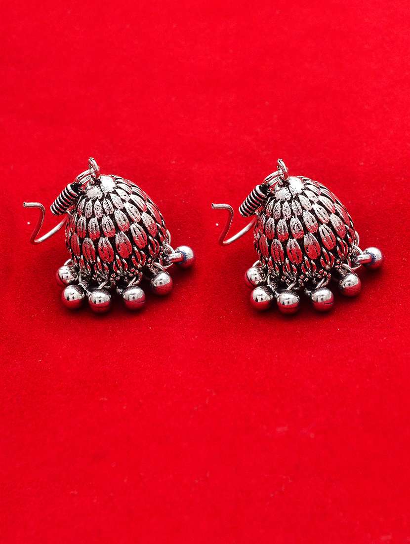 silver metal jhumka earring
