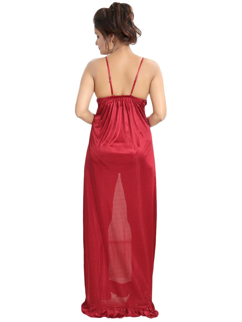 women red sheer panel lace detail nighty - 15739353 - Standard Image - 2