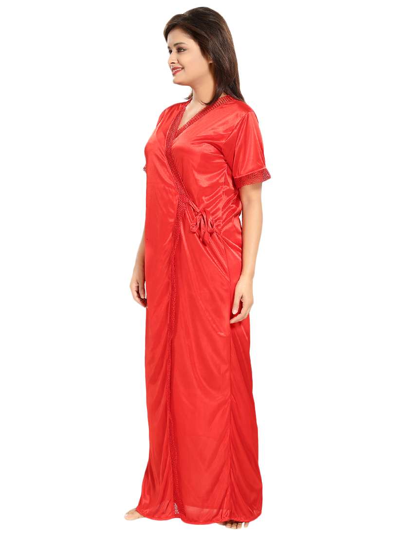 lace detail nighty with robe - 15739367 - Standard Image - 2