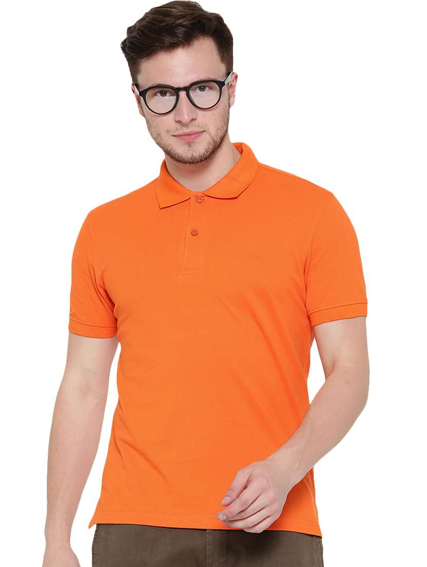 orange cotton blend polo t-shirt