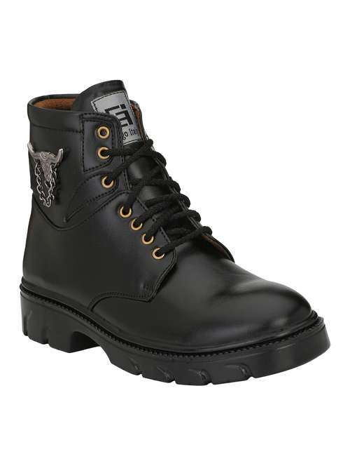black leatherette high ankle boots - 15742550 -  Standard Image - 0
