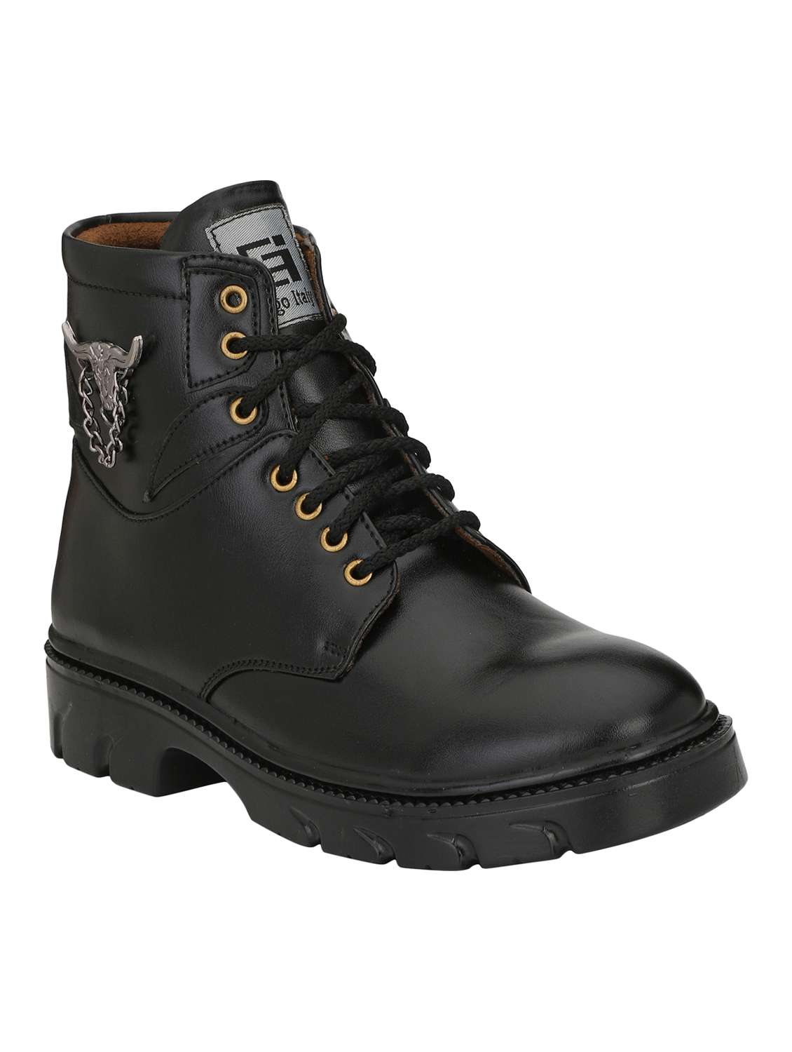 black leatherette high ankle boots - 15742550 -  Zoom Image - 0