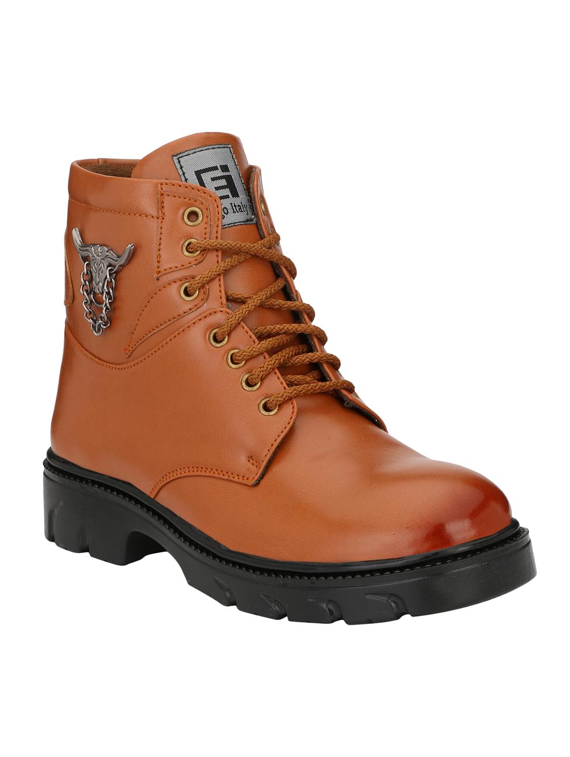 tan leatherette high ankle boots - 15742552 -  Zoom Image - 0