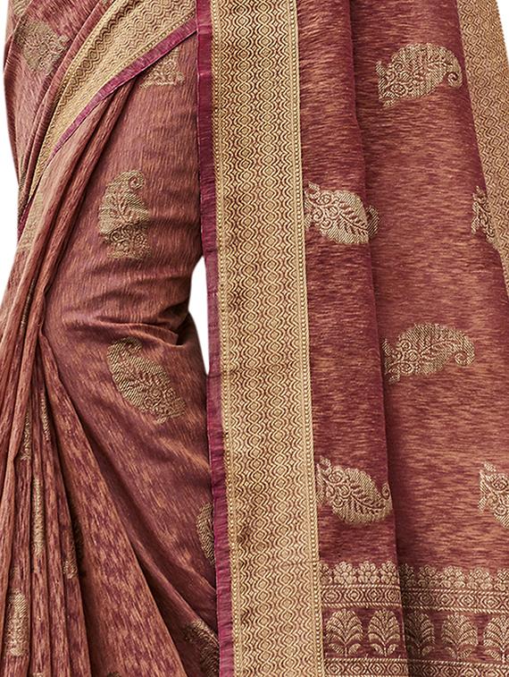 zari woven jute linen banarasi saree with blouse - 15746917 - Standard Image - 2