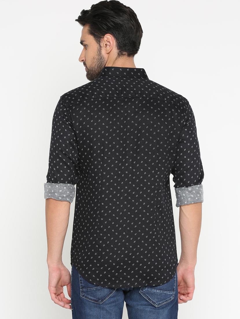 mens micro print casual shirt - 15747362 - Standard Image - 2