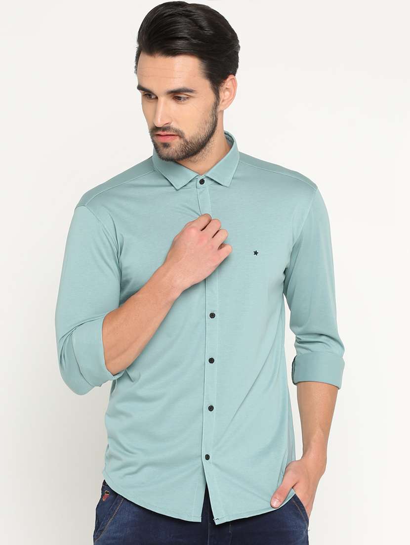green cotton casual shirt