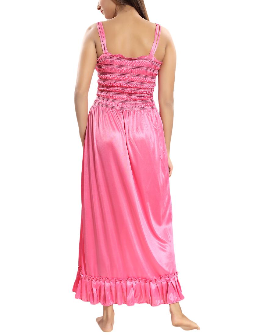 smocked frilled hem satin nighty - 15747913 - Standard Image - 2