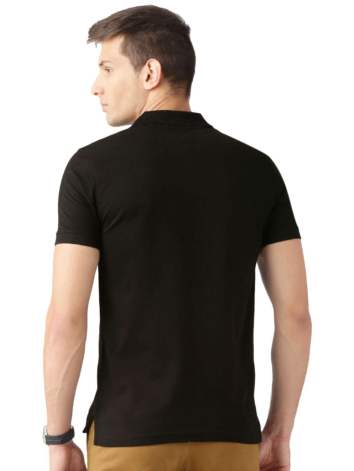 black solid polo t-shirt - 15747918 - Standard Image - 2