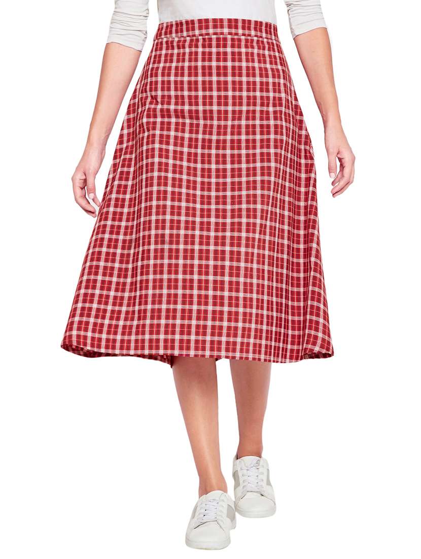 checkered a-line skirt