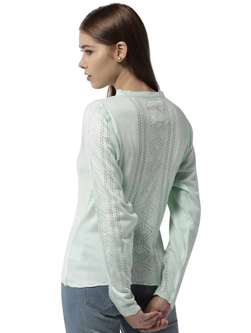 pointelle knit acrylic pullover - 15748088 - Standard Image - 2