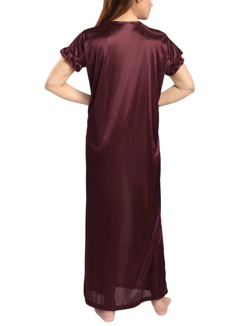 lace neck bow detail satin nightgown - 15748128 - Standard Image - 2