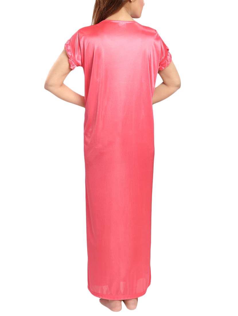 lace neck bow detail satin nightgown - 15748129 - Standard Image - 2